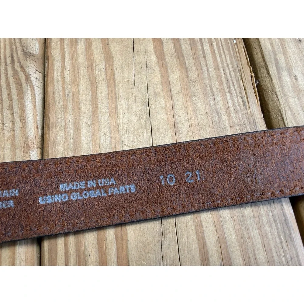 Justin Brown Top Grain Leather Western Belt With Arrowhead Shaped Buckle Size 32